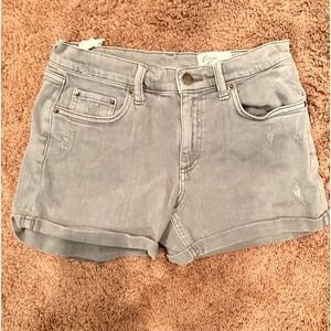 Green denim shorts